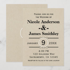 Rustic Brown Kraft Paper Minimalist Wedding Kaart