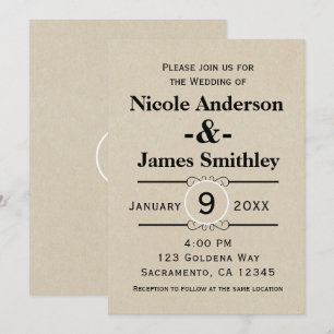 Rustic Brown Kraft Paper Minimalist Wedding Kaart