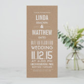 Rustic Brown Kraft Paper Modern Text Wedding Kaart (Staand voorkant)