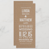 Rustic Brown Kraft Paper Modern Text Wedding Kaart (Voorkant / Achterkant)
