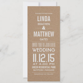 Rustic Brown Kraft Paper Modern Text Wedding Kaart