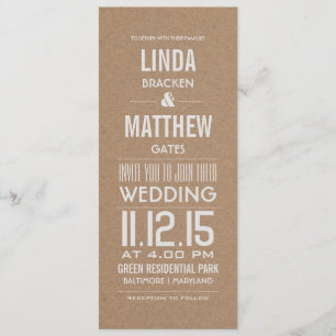 Rustic Brown Kraft Paper Modern Text Wedding Kaart