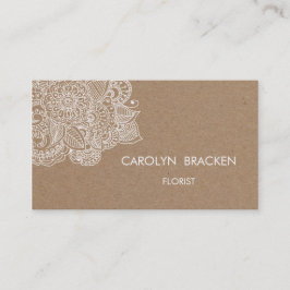 Rustic Brown Kraft Paper Paisley Doodle Visitekaartje