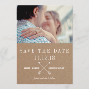 Rustic Brown Kraft Paper Save the Date Photo