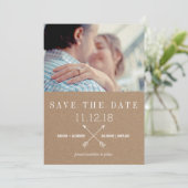 Rustic Brown Kraft Paper Save the Date Photo (Staand voorkant)
