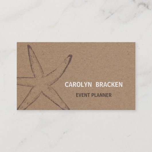 Rustic Brown Kraft Paper Starfish Visitekaartje (Voorkant)
