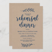 Rustic Brown Kraft, repetitief diner, marineblauw Kaart (Voorkant / Achterkant)