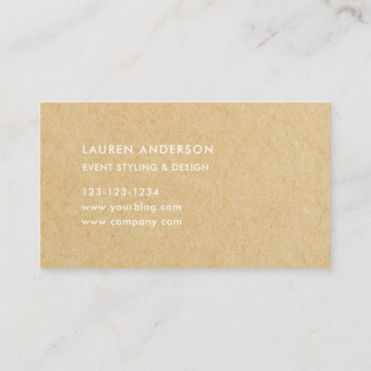 Rustic Brown Kraft Visitekaartje (Achterkant)