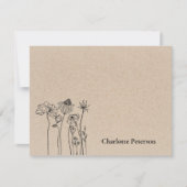 Rustic Brown Kraft Wildflower Notitiekaartje (Voorkant)