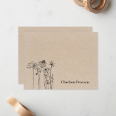 Rustic Brown Kraft Wildflower Notitiekaartje (Voorkant / Achterkant in situ)