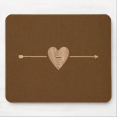 Rustic Brown Kraft Wood Heart & Arrow Muismat (Voorkant)