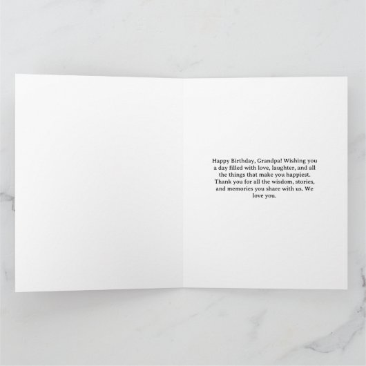 Rustic Brown Leather Happy Birthday Grandpa Photo Kaart (Binnen)