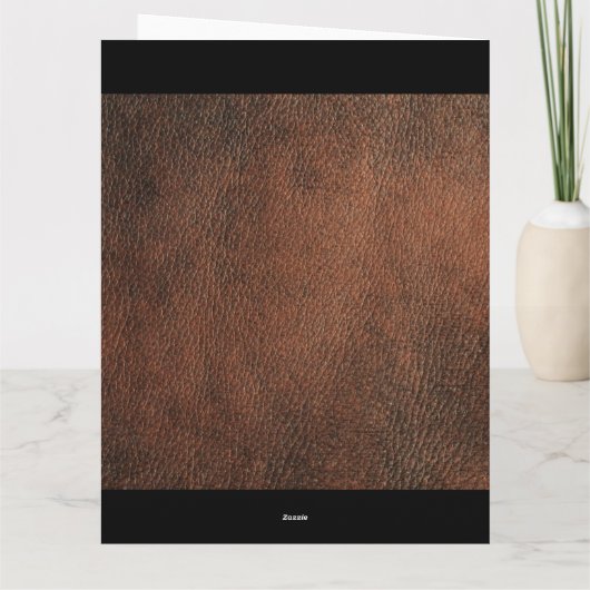 Rustic Brown Leather Happy Birthday Grandpa Photo Kaart (Achterkant)