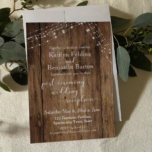 Rustic Brown & Lights Na-huwelijksreceptie alleen Kaart