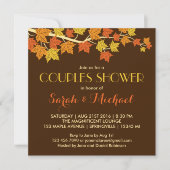 Rustic Brown Maple Leaves Fall Wedding Invitation Kaart (Voorkant)