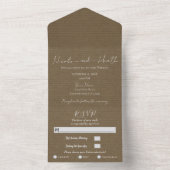 Rustic Brown Modern Minimal Chic Photo Wedding All In One Uitnodiging (Binnen)