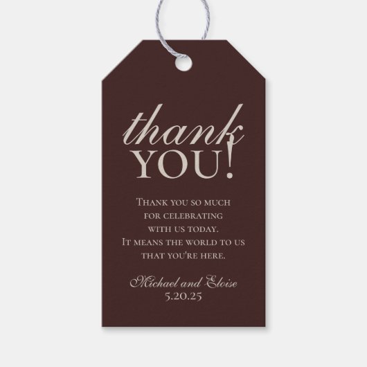 Rustic Brown Monogram Wedding Thank You Cadeaulabel (Voorkant)