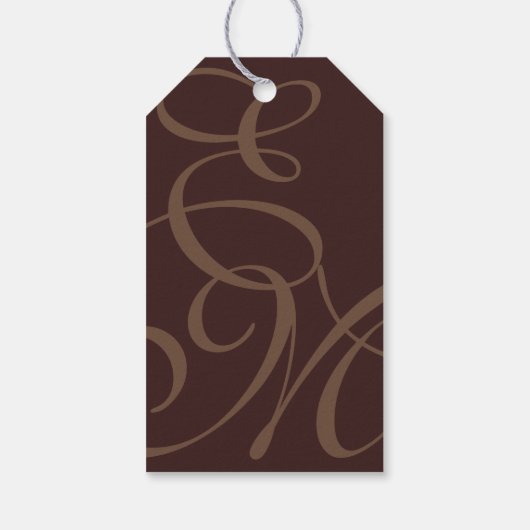 Rustic Brown Monogram Wedding Thank You Cadeaulabel (Achterkant)