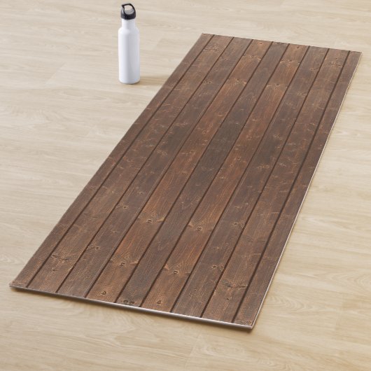 Rustic Brown Oak Wood Floor Yogamat (In situ)