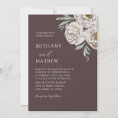 Rustic Brown & Off White Floral Wedding Kaart (Voorkant)