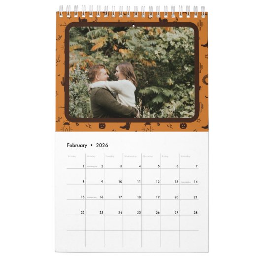 rustic brown orange pattern photo kalender (Feb 2026)