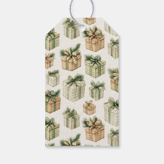 Rustic Brown Ornaments Christmas Cadeaulabel (Achterkant)