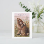  Rustic Brown Paashes Bunny & Wildbloemen Briefkaart (Staand voorkant)