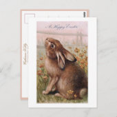  Rustic Brown Paashes Bunny & Wildbloemen Briefkaart (Voorkant / Achterkant)