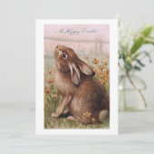  Rustic Brown Paashes Bunny & Wildbloemen Feestdagenkaart (Staand voorkant)