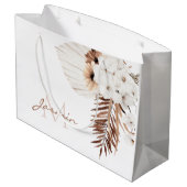 Rustic Brown Pampas Grass White Orchids Monogram Groot Cadeauzakje (Achterkant Gekanteld)