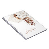 Rustic Brown Pampas Grass White Orchids Monogram Notitieboek (Rechterzijde)