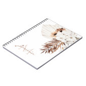 Rustic Brown Pampas Grass White Orchids Monogram Notitieboek (Linkerzijde)