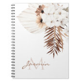 Rustic Brown Pampas Grass White Orchids Monogram Notitieboek (Voorkant)