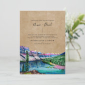 Rustic Brown Paper Mountain Forest Wedding Kaart (Staand voorkant)