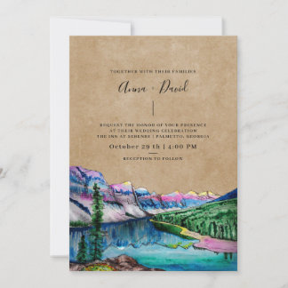 Rustic Brown Paper Mountain Forest Wedding Kaart
