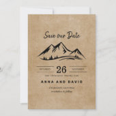 Rustic Brown Paper Mountains redden de datum Kaart (Voorkant)