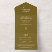 Rustic Brown Pine Trees Simple Woodland Wedding  All In One Uitnodiging (Binnen)