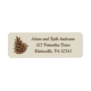 Rustic Brown Pinecone-kerstretadres Etiket