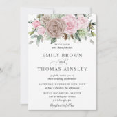 Rustic Brown Pink Sage Floral Greenery Wedding Kaart (Voorkant)