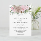 Rustic Brown Pink Sage Floral Greenery Wedding Kaart (Staand voorkant)