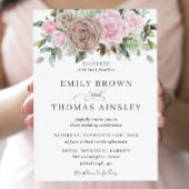 Rustic Brown Pink Sage Floral Greenery Wedding Kaart