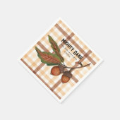 Rustic Brown Plaid Herfst Acorn Baby shower Servet (Hoek)