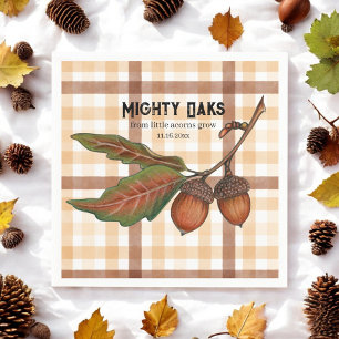 Rustic Brown Plaid Herfst Acorn Baby shower Servet