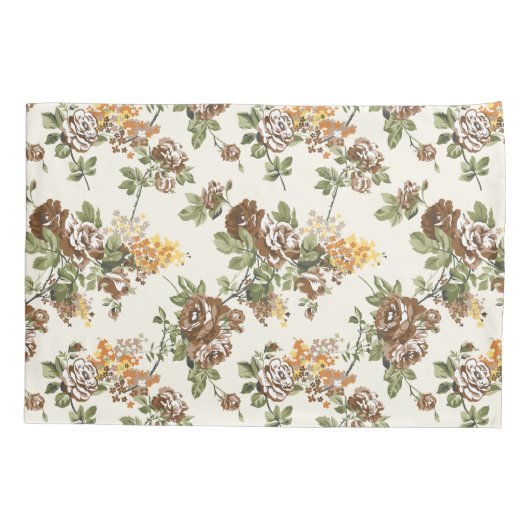 Rustic Brown Roos Pattern Hoesje Kussensloop (Achterkant)