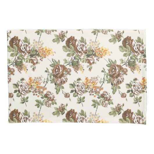 Rustic Brown Roos Pattern Hoesje Kussensloop (Voorkant)