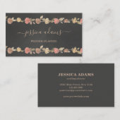 Rustic Brown Rozen Floral Wedding Specialist Visitekaartje (Voorkant / Achterkant)