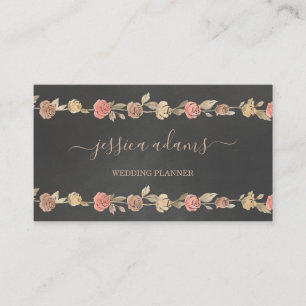 Rustic Brown Rozen Floral Wedding Specialist Visitekaartje