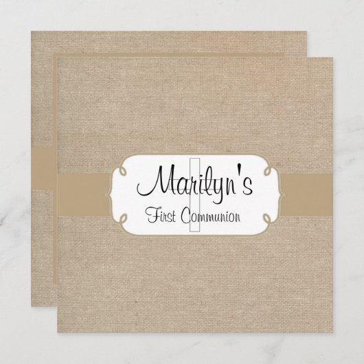 Rustic Brown Sand and Beige Burlap First Community Kaart (Voorkant / Achterkant)