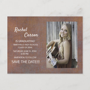 Rustic Brown Save the Date Photo Afstuderen Aankondigingskaart