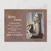 Rustic Brown Save the Date Photo Afstuderen Aankondigingskaart (Voorkant)
